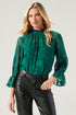 Zola Floral Burnout Mock Neck Blouse